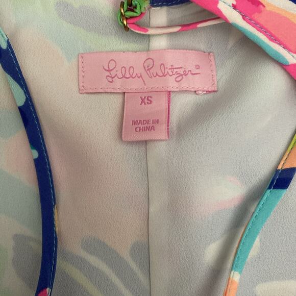 Lilly Pulitzer Lela Exotic Garden Silk Floral Slip Dress V Neck Sleeveless XS - Picture 7 of 8